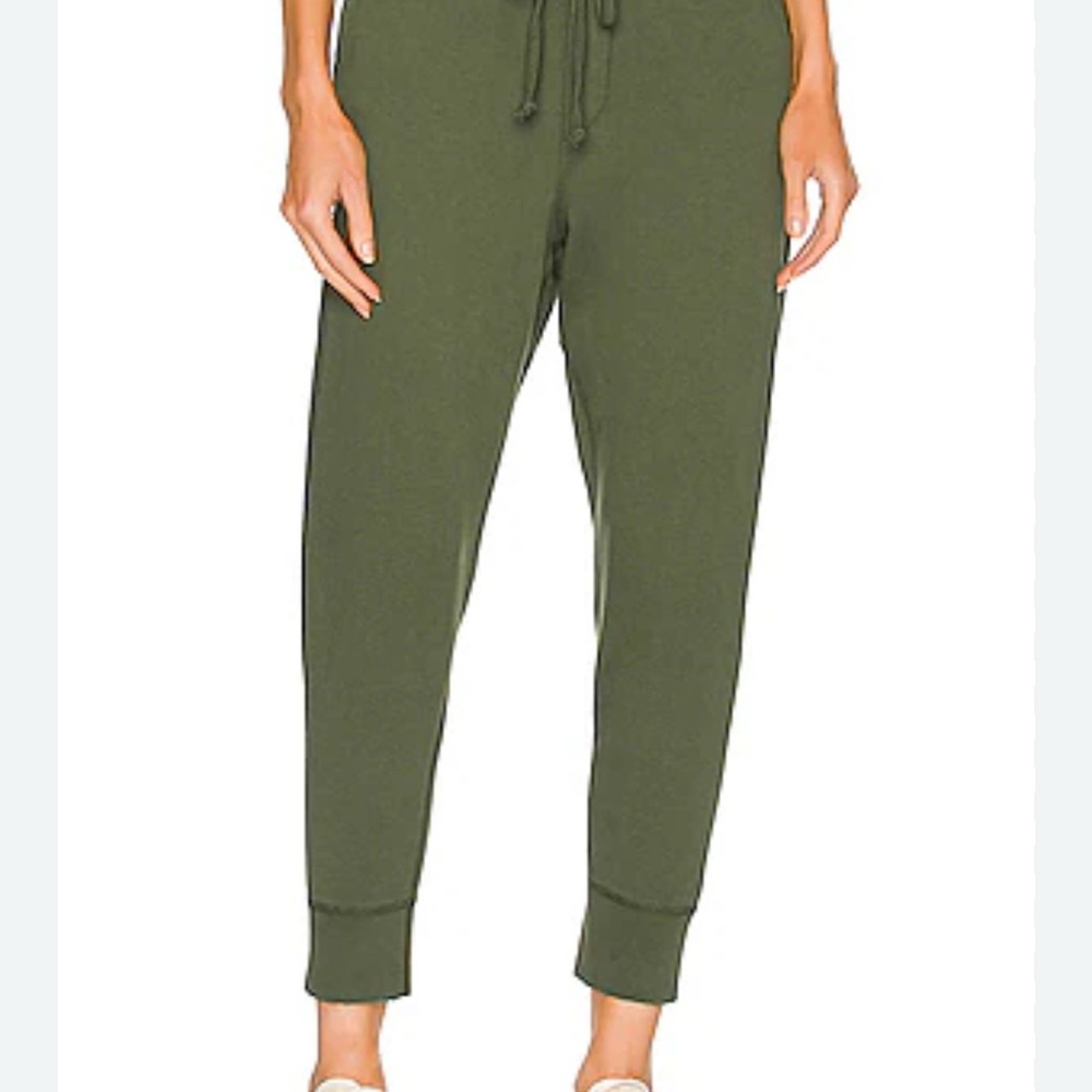 Nili Lotan French Terry Crop Olive Green Joggers